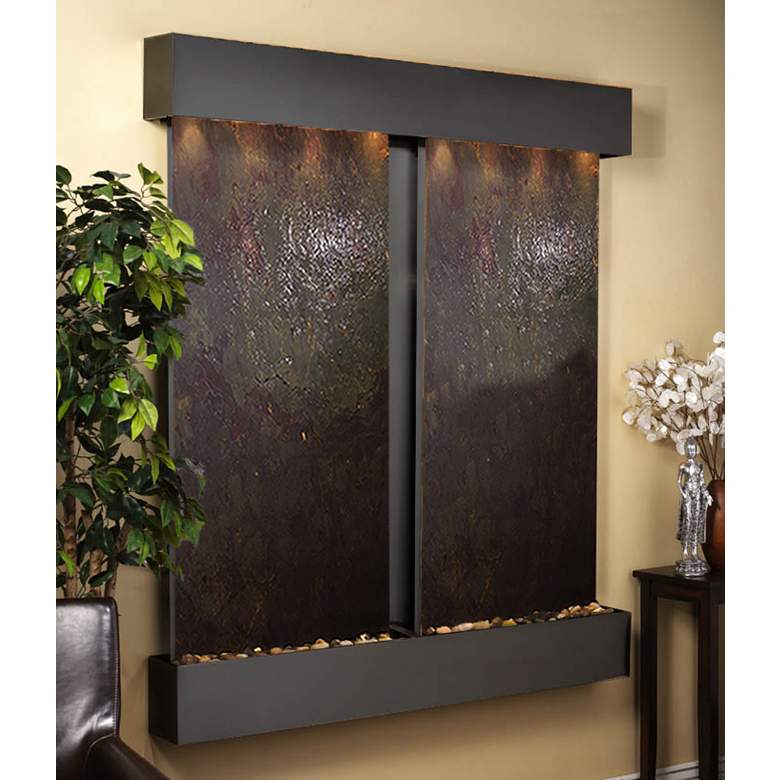 Image 1 Cottonwood Falls Featherstone Blackened 69"H Wall Fountain