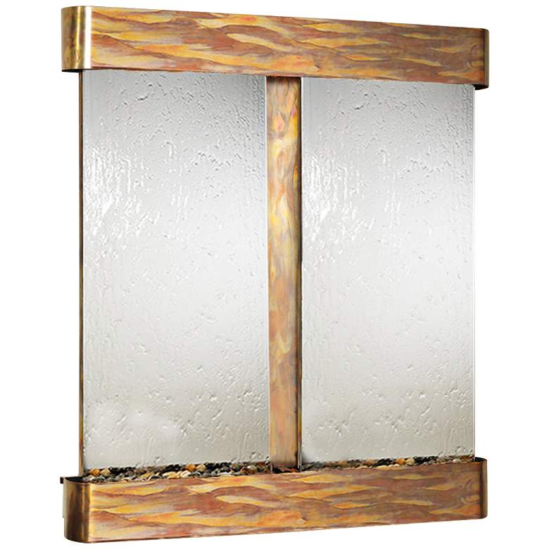 Image 1 Cottonwood Falls Mirrored Round Copper 69 inchH Wall Fountain