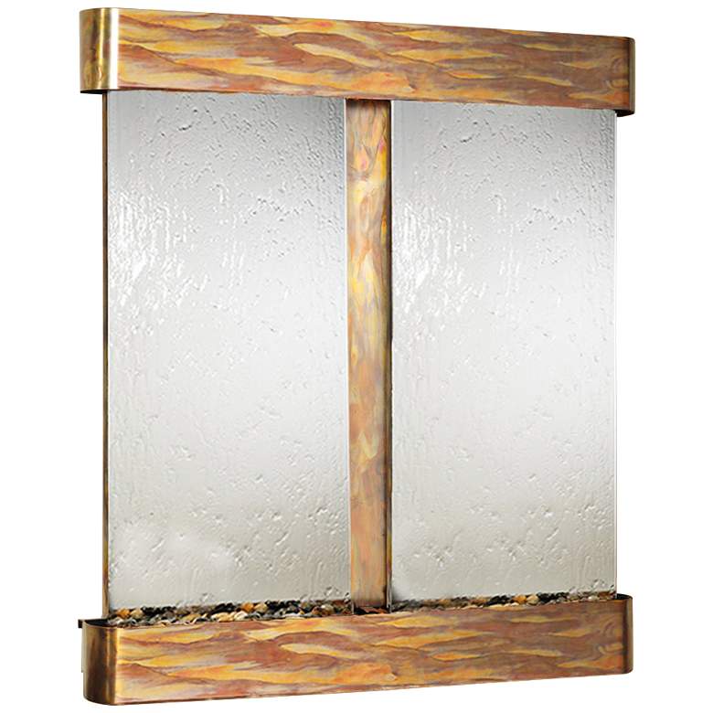 Image 1 Cottonwood Falls Mirrored Round Copper 69"H Wall Fountain
