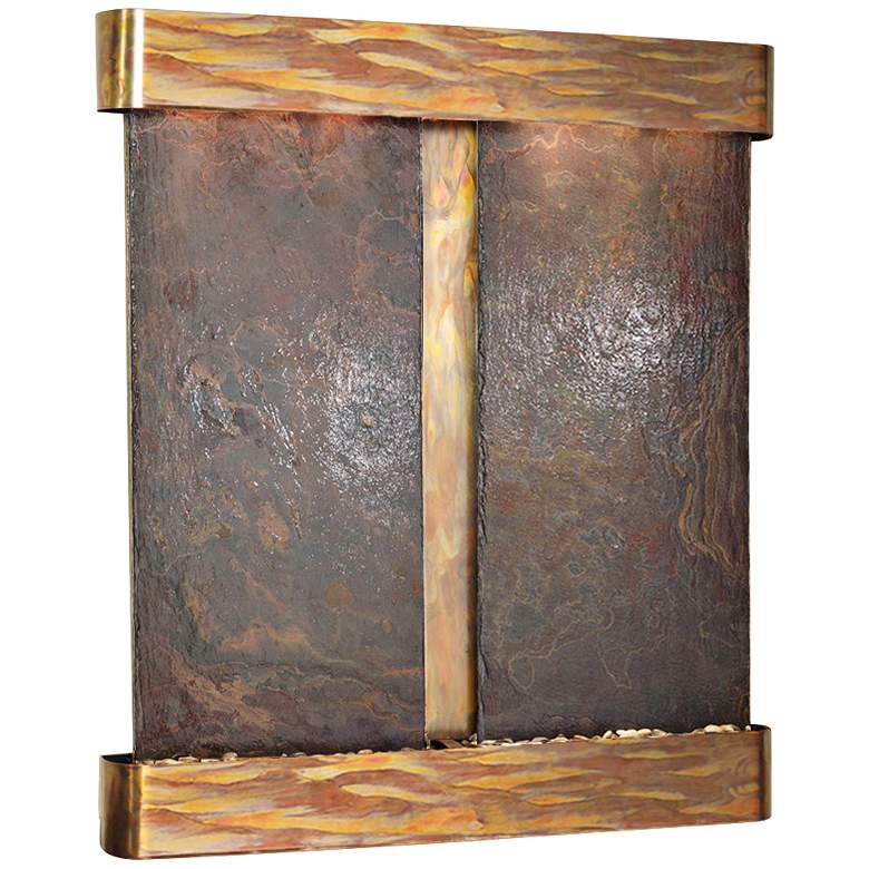 Image 1 Cottonwood Falls Multicolor Round Copper 69"H Wall Fountain