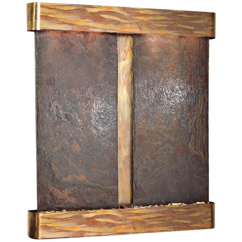 Image 1 Cottonwood Falls Multicolor Round Copper 69 inchH Wall Fountain