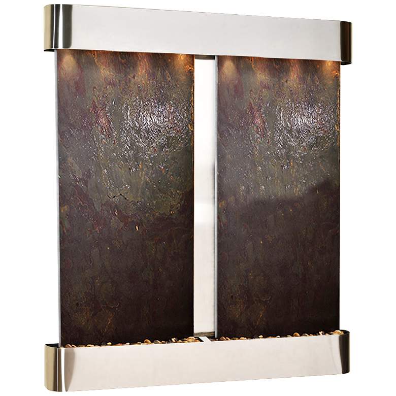 Image 1 Cottonwood Falls Round Steel Featherstone 69"H Wall Fountain