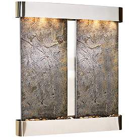 Image1 of Cottonwood Falls Round Steel Green Stone 69"H Wall Fountain