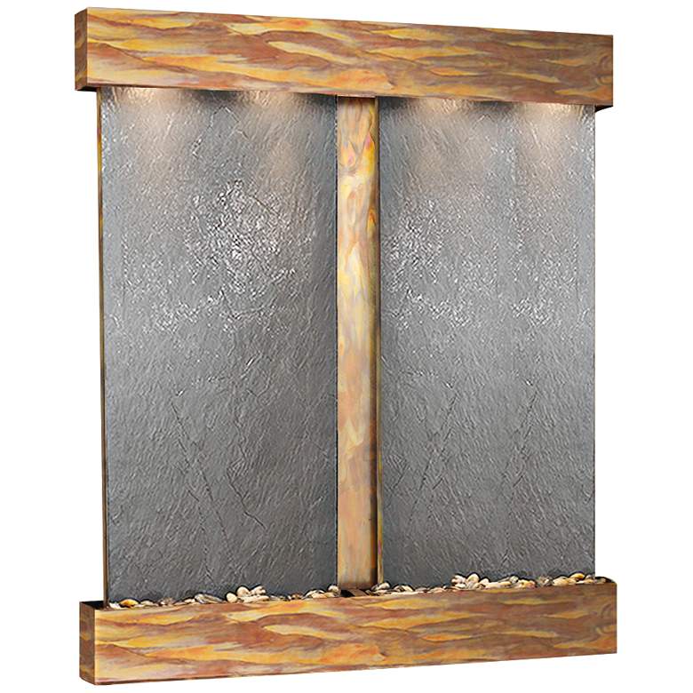 Image 1 Cottonwood Falls Rustic Copper Black Stone Wall Fountain