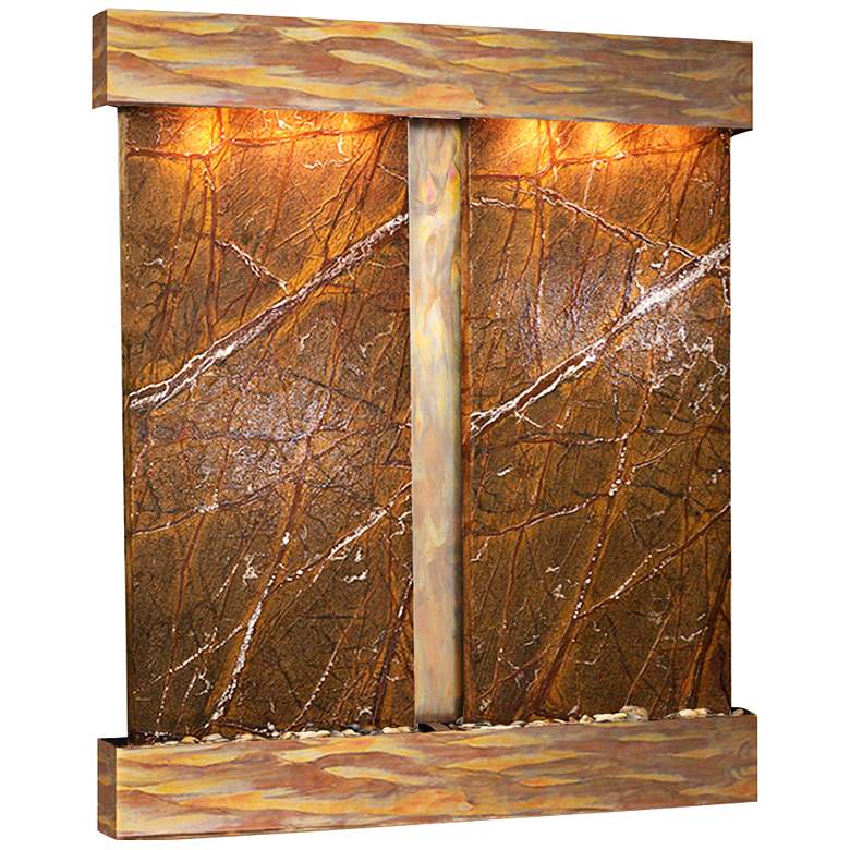 Image 1 Cottonwood Falls Rustic Copper Brown Marble Wall Fountain