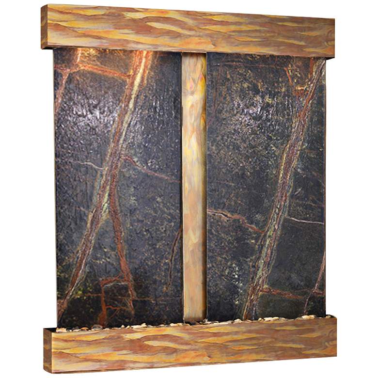 Image 1 Cottonwood Falls Rustic Copper Green Marble Wall Fountain