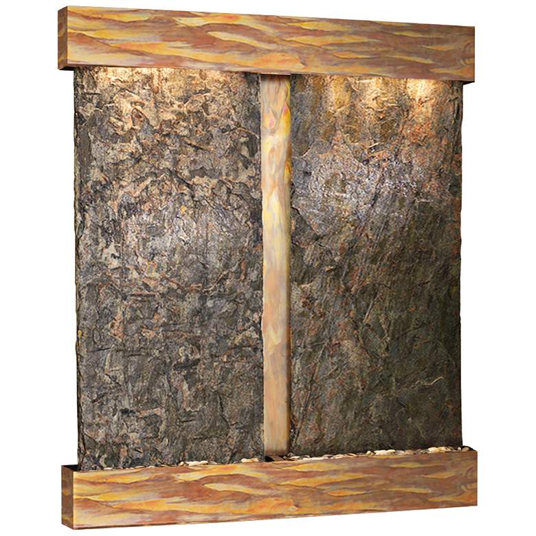 Image 1 Cottonwood Falls Rustic Copper Green Slate Wall Fountain