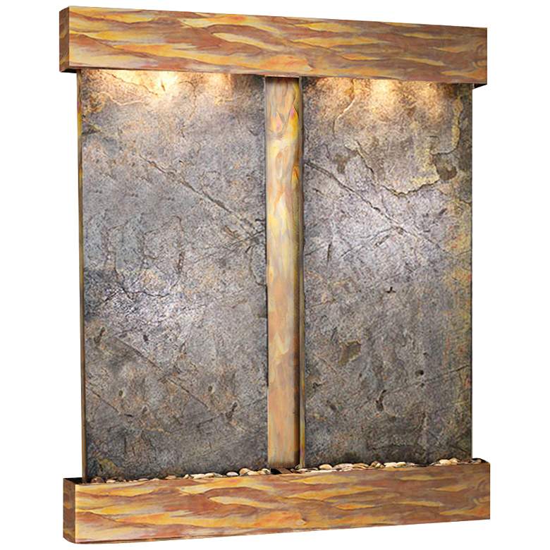 Image 1 Cottonwood Falls Rustic Copper Green Stone Wall Fountain
