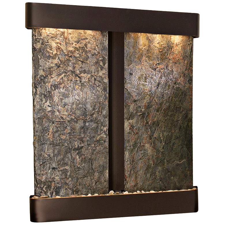 Image 1 Cottonwood Falls Slate Blackened Round 69"H Wall Fountain