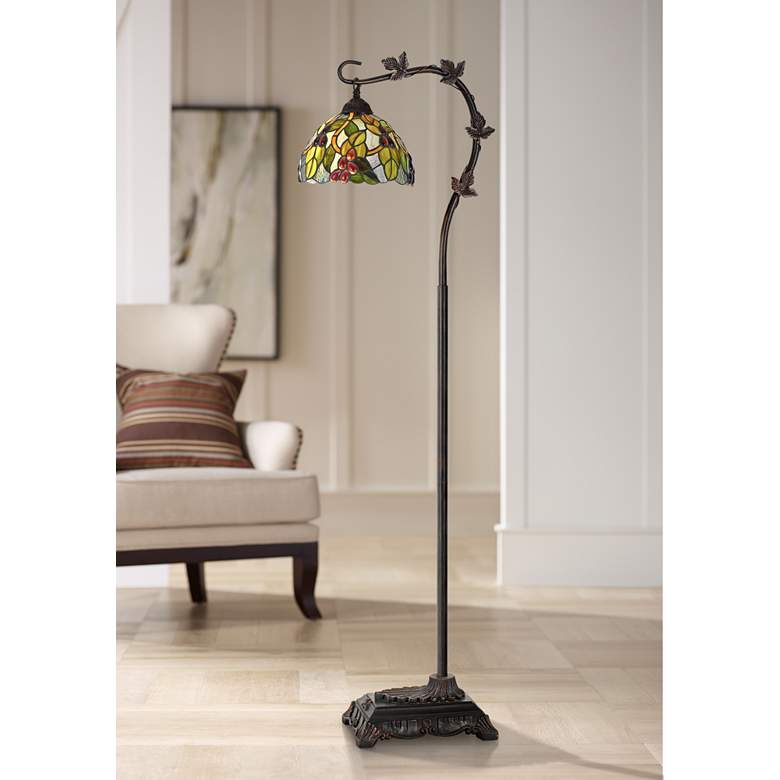 Image 1 Cotulla Bronze Floor Lamp with Tiffany-Style Glass Shade