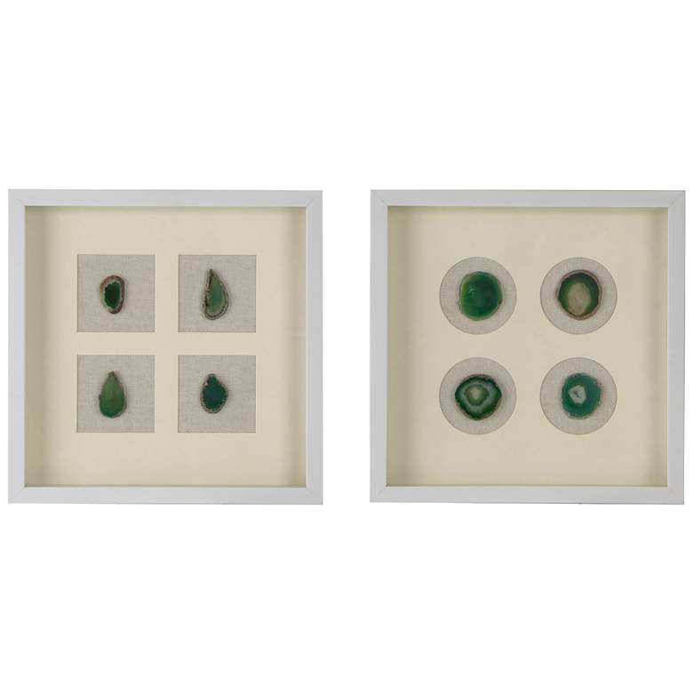 Image 1 Coty 15.7 inch x 15.7 inch White &amp; Green Shadow Box Wall Decor - Set