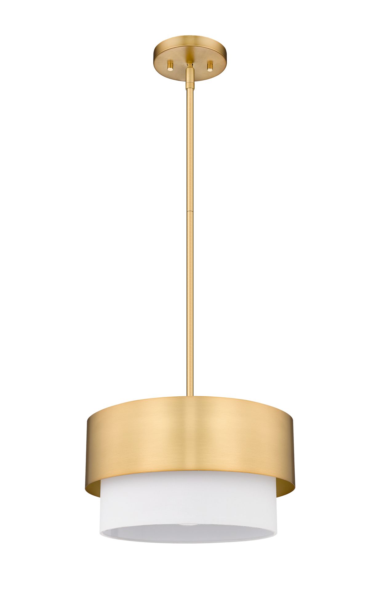 Counterpoint 12" Wide Modern Gold Drum Mini Pendant in scene