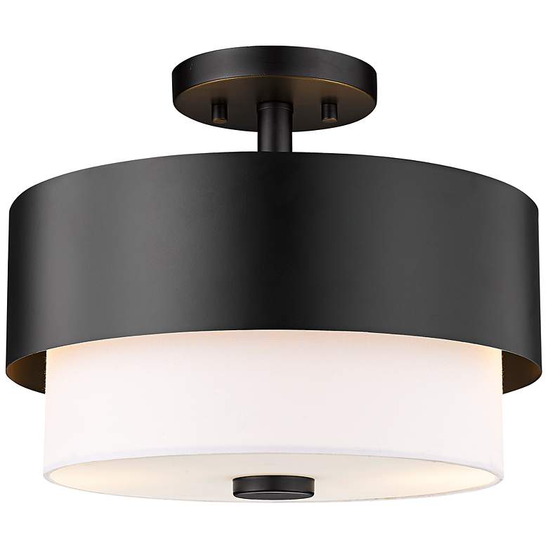 Image 3 Counterpoint 13" Wide Matte Black Drum Ceiling Light