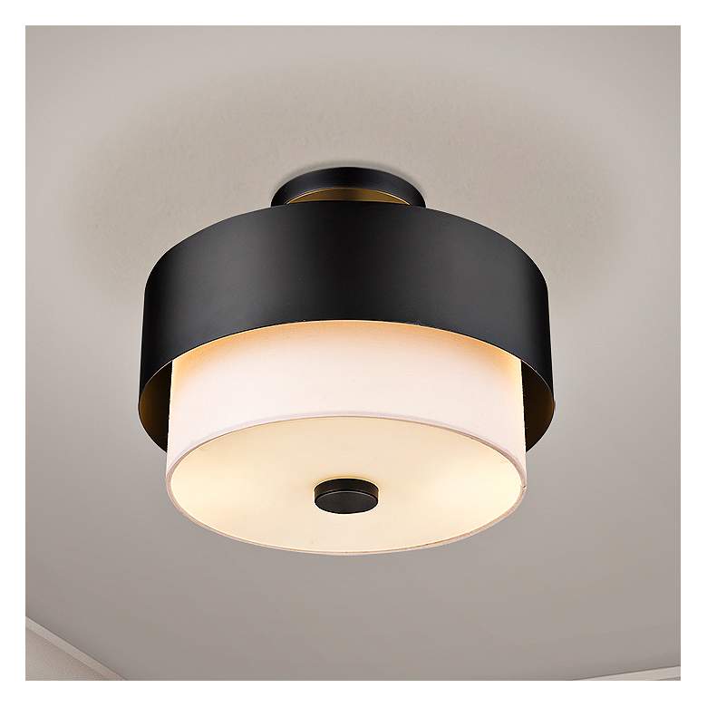 Image 2 Counterpoint 13" Wide Matte Black Drum Ceiling Light