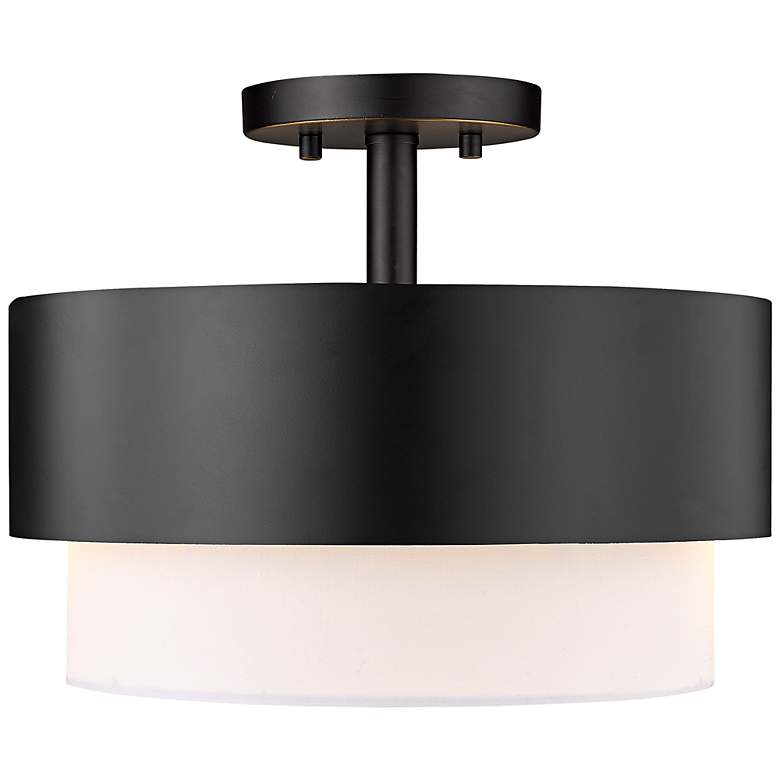 Image 6 Counterpoint 13" Wide Matte Black Drum Ceiling Light more views