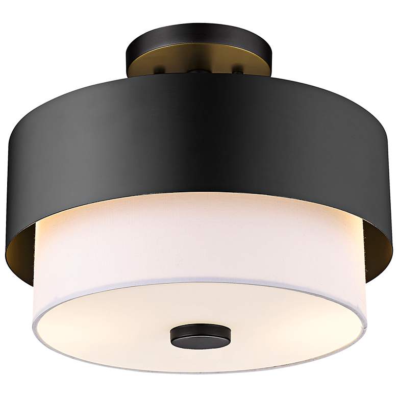 Image 7 Counterpoint 13" Wide Matte Black Drum Ceiling Light more views