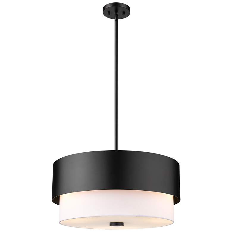 Image 1 Counterpoint 18" Wide Matte Black 2-Tier Drum Pendant Light