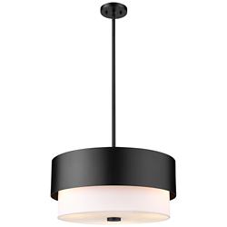Counterpoint 18" Wide Matte Black 2-Tier Drum Pendant Light