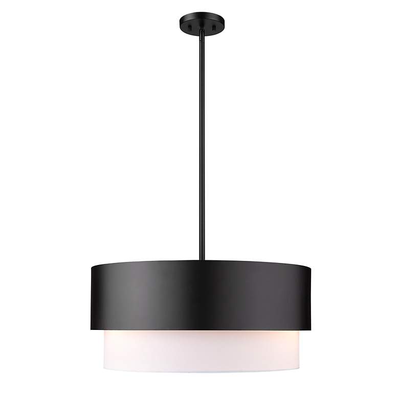 Image 5 Counterpoint 18" Wide Matte Black 2-Tier Drum Pendant Light more views