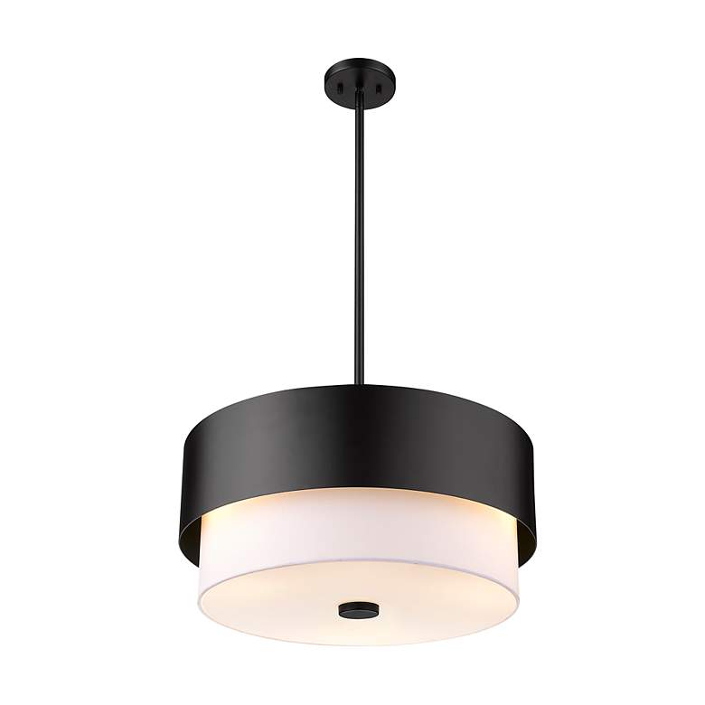 Image 6 Counterpoint 18" Wide Matte Black 2-Tier Drum Pendant Light more views