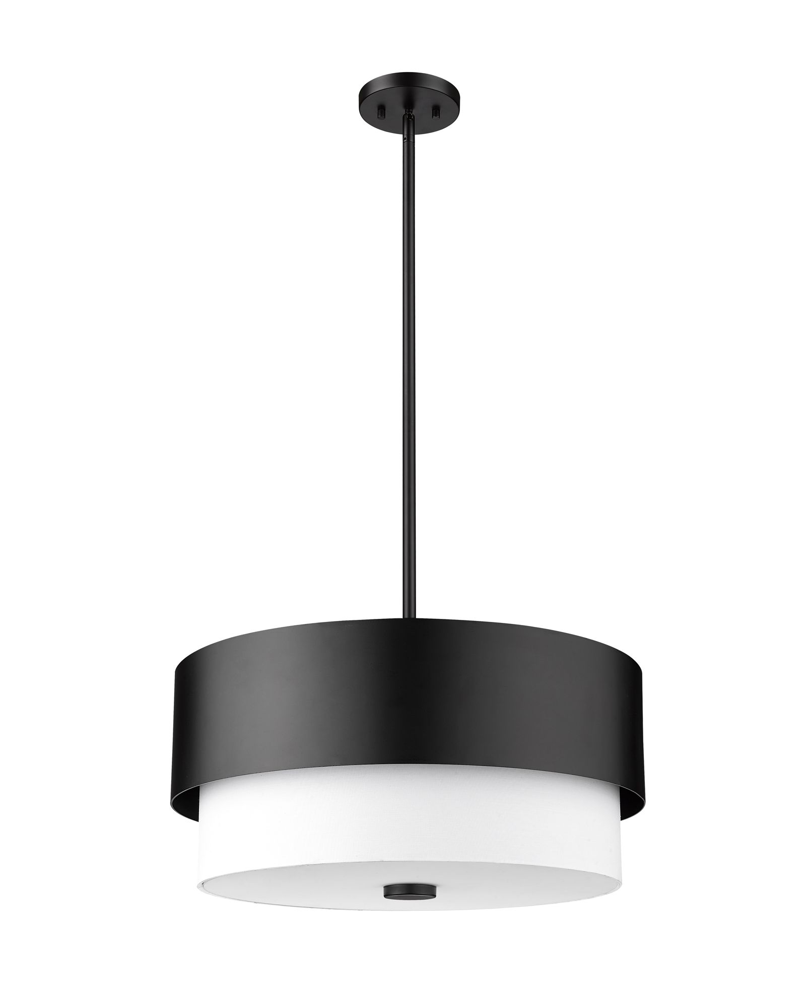 Counterpoint 18" Wide Matte Black 2-Tier Drum Pendant Light