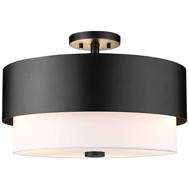 Image 3 Counterpoint 18" Wide Matte Black Drum Ceiling Light