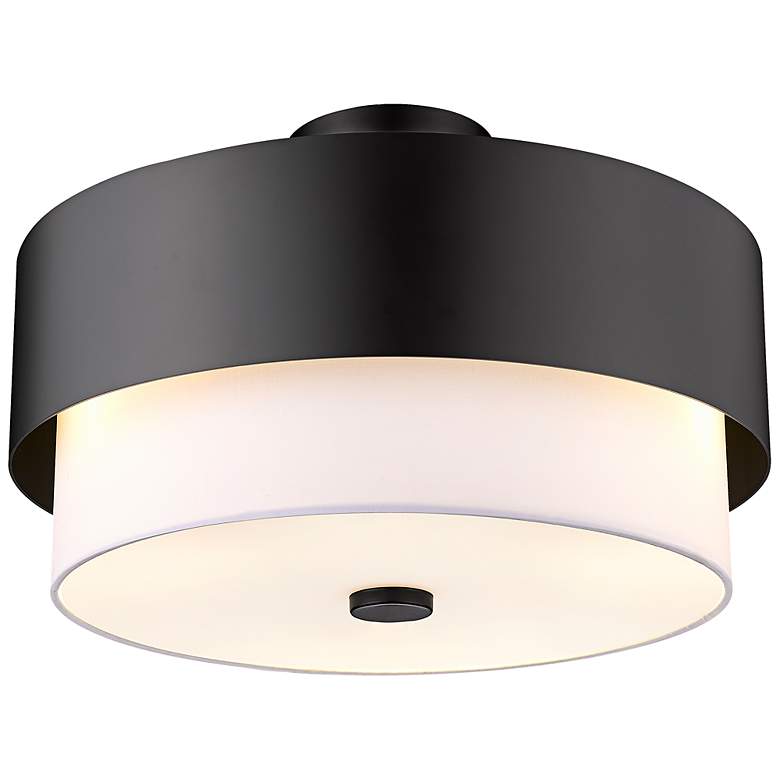 Image 6 Counterpoint 18" Wide Matte Black Drum Ceiling Light more views