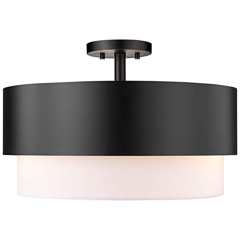 Image 7 Counterpoint 18" Wide Matte Black Drum Ceiling Light more views