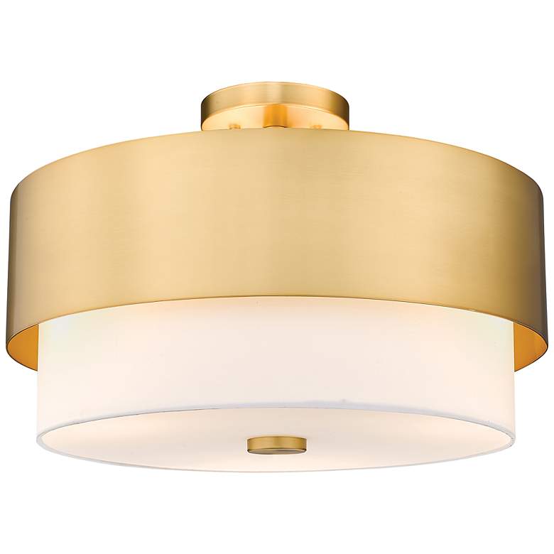Image 3 Counterpoint 18 inch Wide Modern Gold Steel Drum Ceiling Light