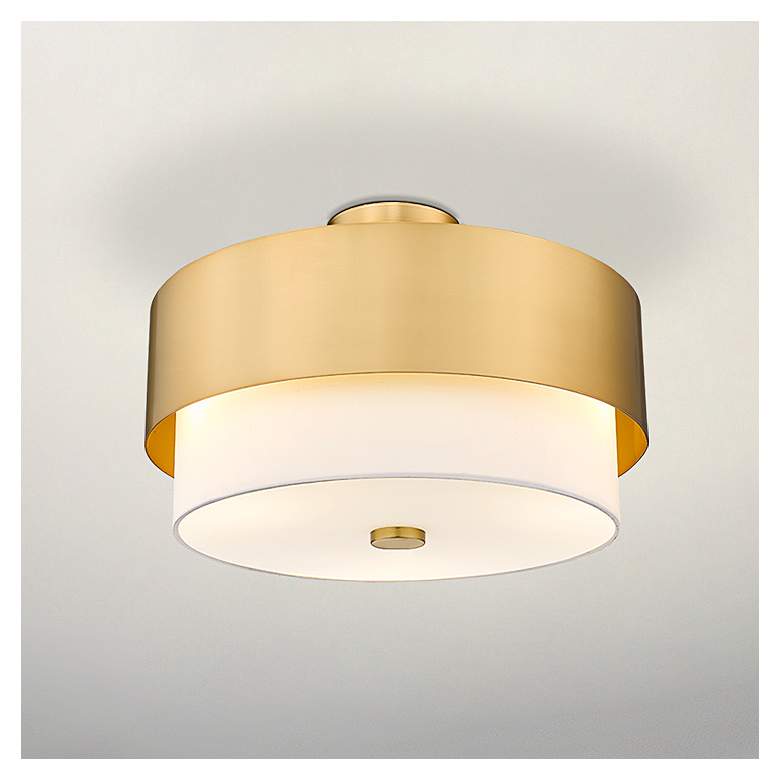 Image 2 Counterpoint 18" Wide Modern Gold Steel Drum Ceiling Light