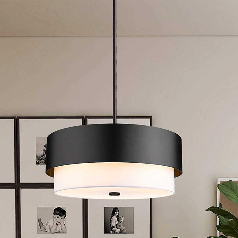 Image 2 Counterpoint 24" Wide Matte Black Drum Pendant Light