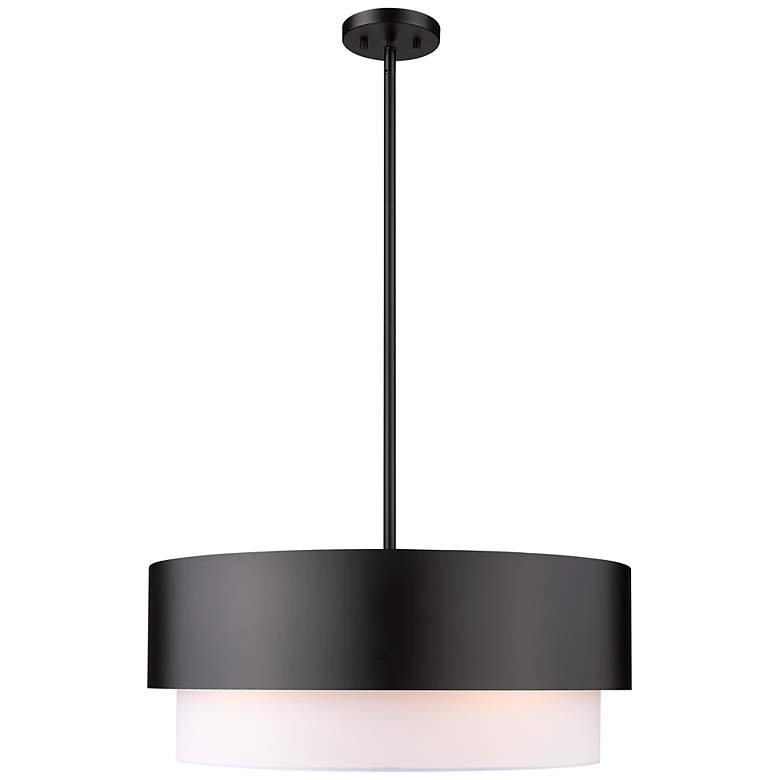 Image 6 Counterpoint 24" Wide Matte Black Drum Pendant Light more views