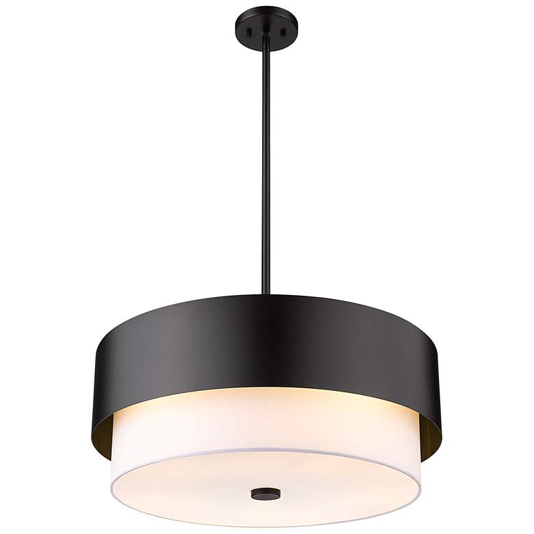 Image 7 Counterpoint 24" Wide Matte Black Drum Pendant Light more views