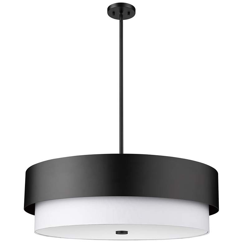 Image 7 Counterpoint 31 1/2" Wide Matte Black Drum Chandelier more views