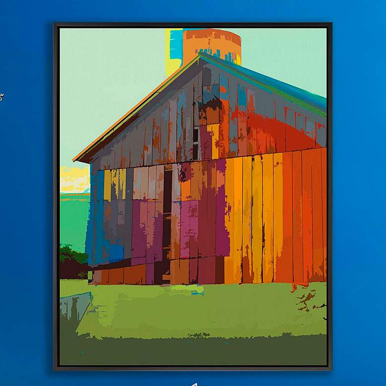 Image 1 Country Barn 49" High Giclee Framed Canvas Wall Art