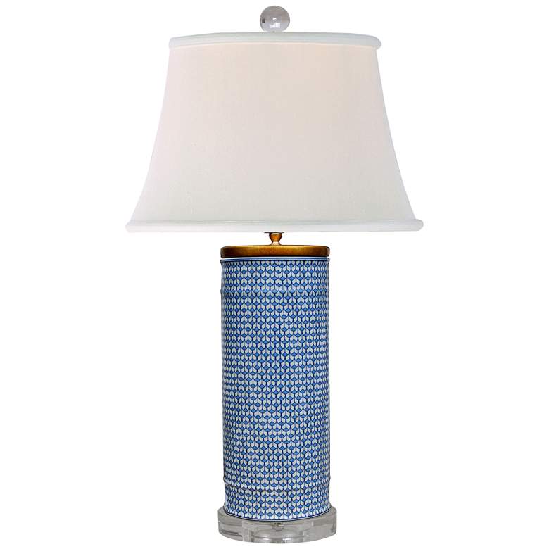 Image 2 Country Blue Cylinder Porcelain Table Lamp