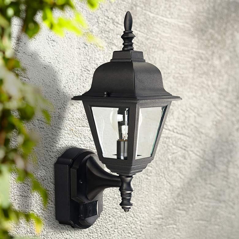 Image 1 Country Cottage 17 1/2 inch Traditional Black Motion Sensor Outdoor Light