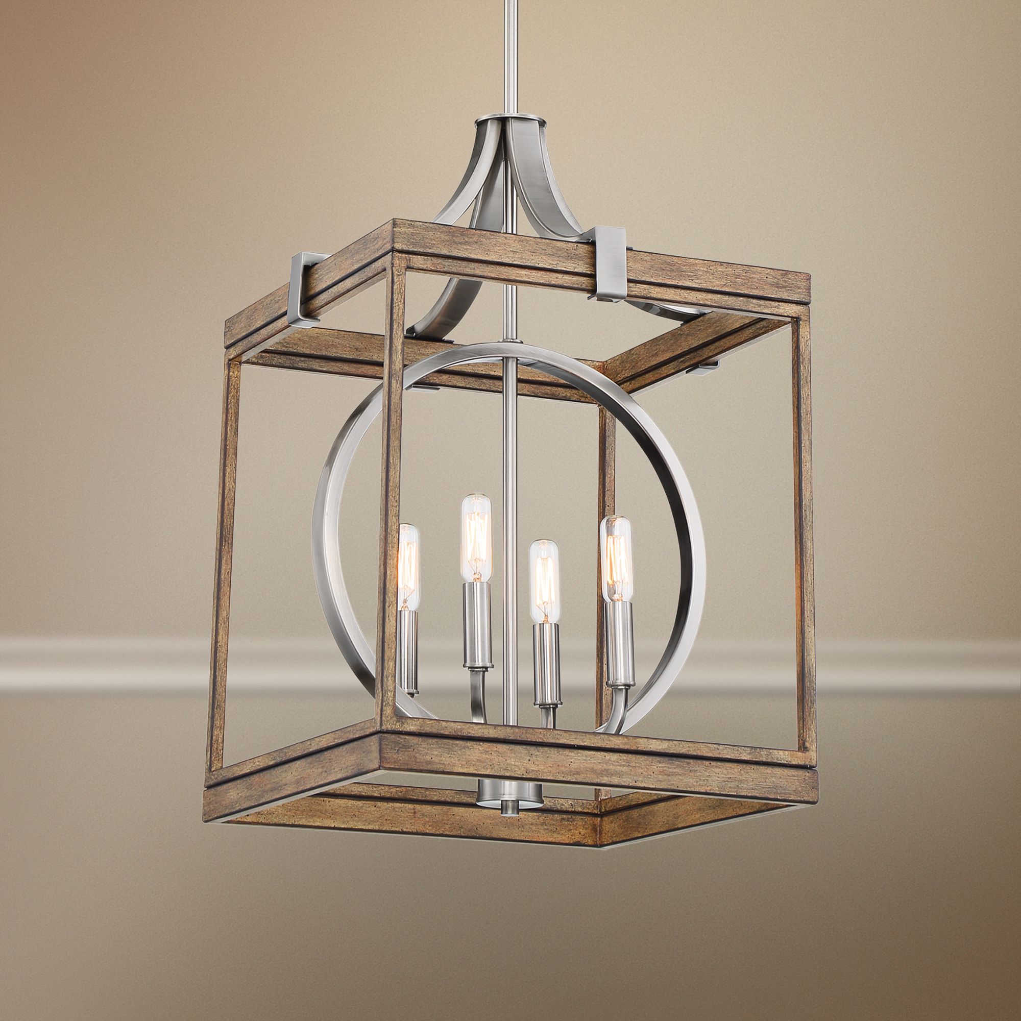 wood lantern pendant light