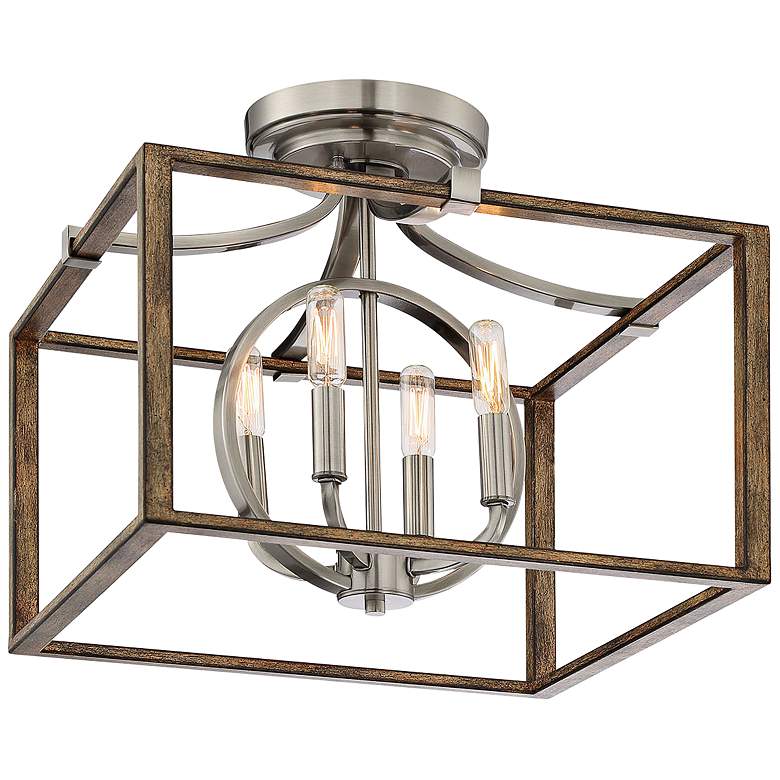 Image 2 Country Estates 16 1/2"W Faded Wood 4-Light Ceiling Light
