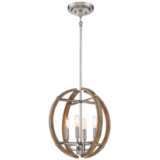 Country Estates 16 3/4&quot; Wide Wood and Nickel 4-Light Pendant