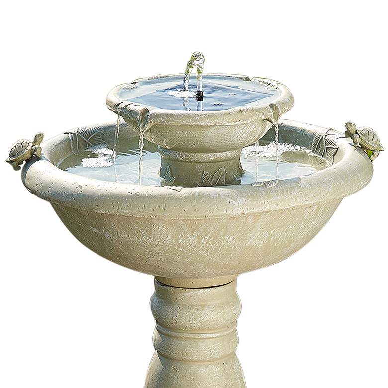 Country Gardens 32&quot;H Stone 2-Tier Solar-On-Demand Fountain more views