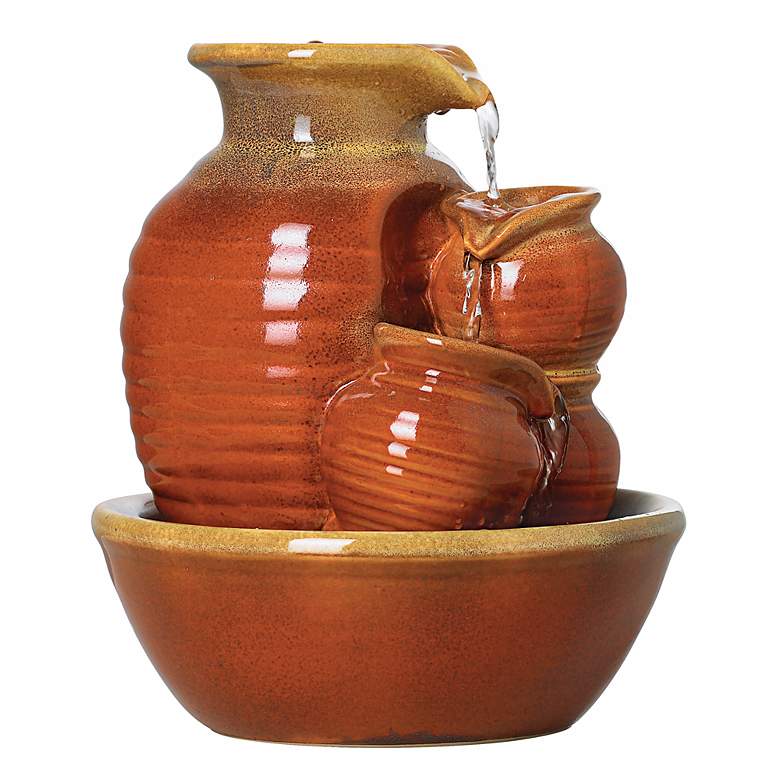 Image 4 Country Jar 9 inch High Ceramic Red Table Fountain more views