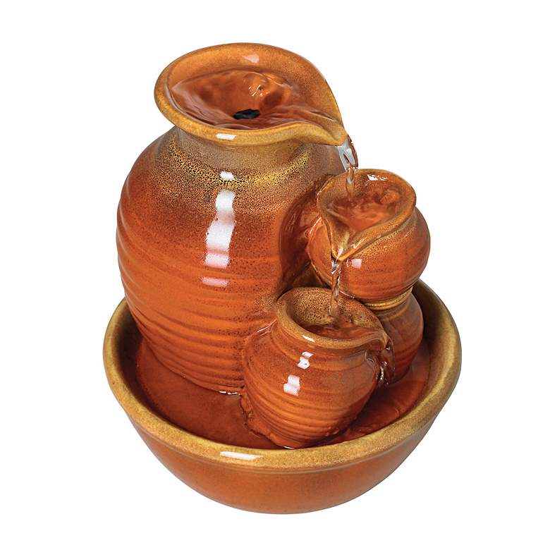 Image 5 Country Jar 9 inch High Ceramic Red Table Fountain more views