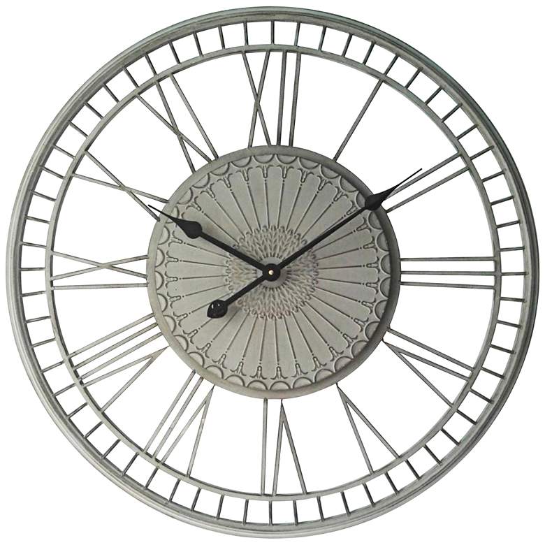 Image 1 Country Lace Whitewash 27 1/2" Round Wall Clock