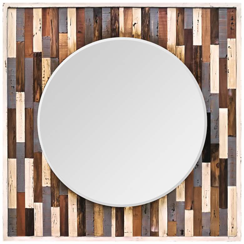 Image 1 Country Pine Reclaimed Wood 40" Square Framed Wall Mirror