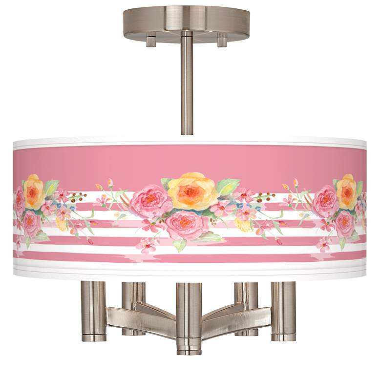 Image 1 Country Rose Ava 5-Light Nickel Ceiling Light