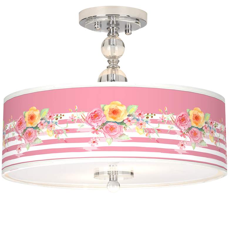 Image 1 Country Rose Giclee 16 inch Wide Semi-Flush Ceiling Light