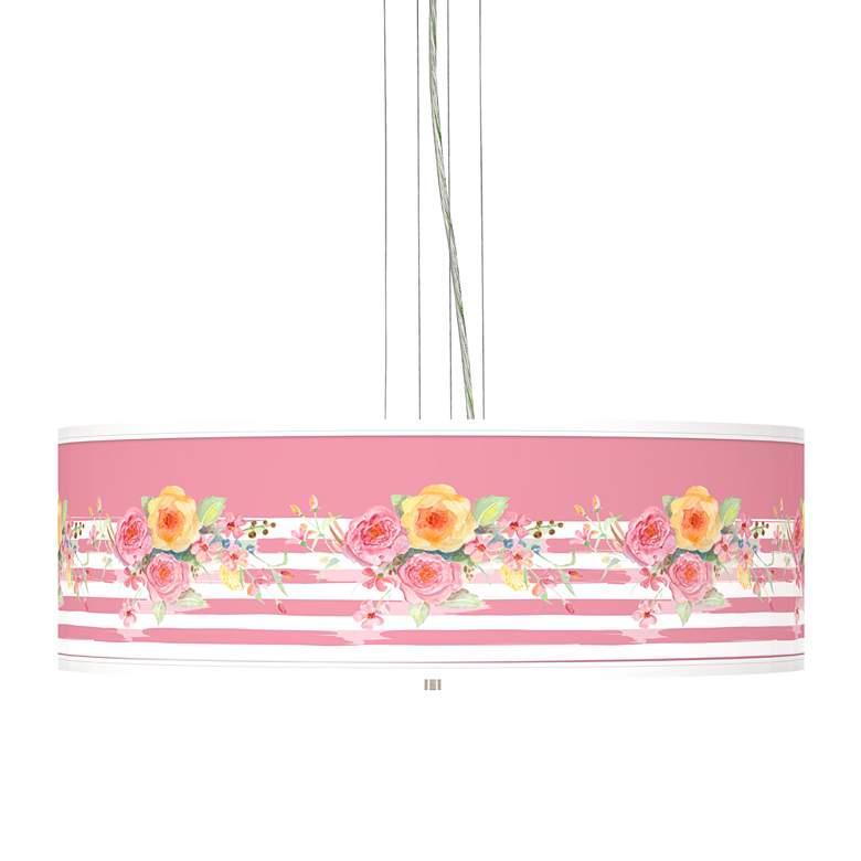 Image 1 Country Rose Giclee 24 inch Wide 4-Light Pendant Chandelier