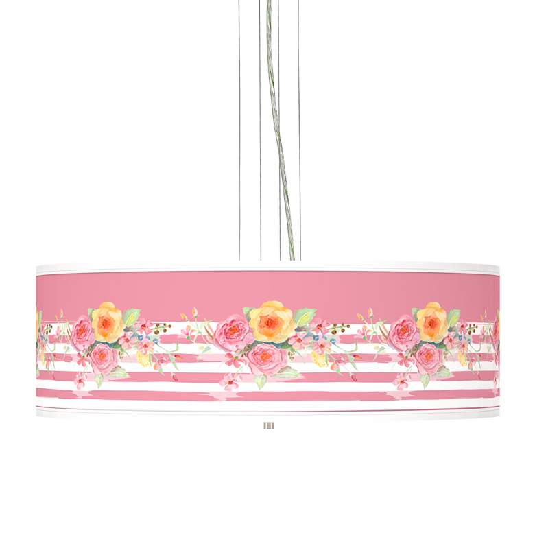Image 1 Country Rose Giclee 24" Wide 4-Light Pendant Chandelier