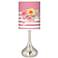 Country Rose Giclee Brushed Nickel Droplet Table Lamp